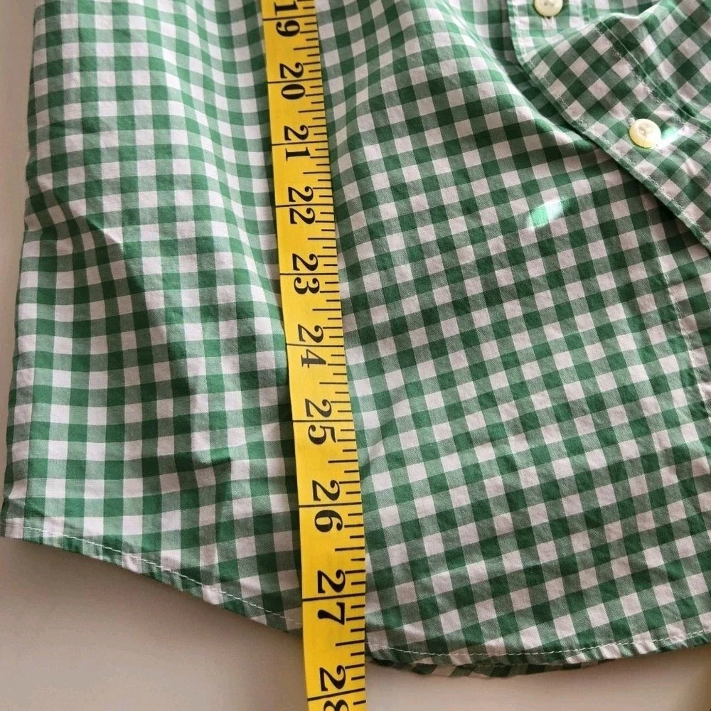 J. Crew Secret Wash Shirting Mens Size S Green Gingham Check Long Sleeve‎ Shirt